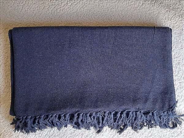 Manta Tear Casal Algodão Lisa Azul Marinho 1,80x2,20m