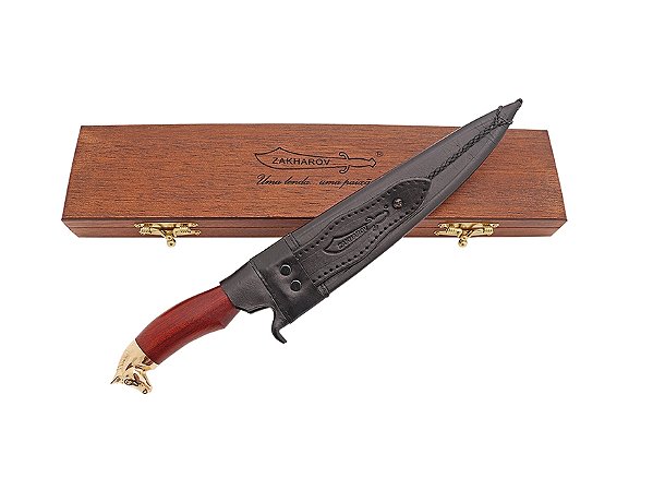 Faca Zakharov Pampeira Plus 10'' Bainha De Couro Cor Preta