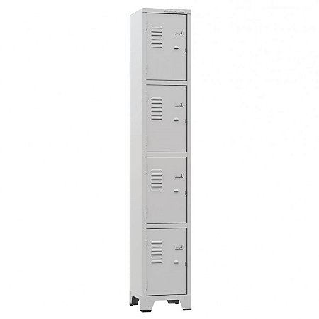 ARMÁRIO ROUPEIRO DE AÇO 4 PORTAS PEQUENAS CINZA