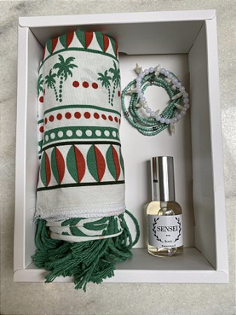 Kit de presente Perfume Kyoto, pulseira e canga