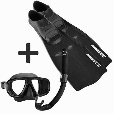 Kit Mergulho Pé De Pato Seasub Mascara Snorkel Respirador