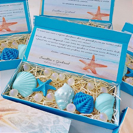 Caixa Luxo Casamento Praia /Mar COM Sabonetes