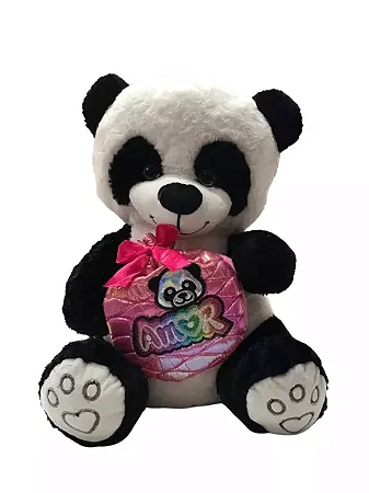 URSO DE PELUCIA PANDA ROMANTICO COM ESCRITA AMOR