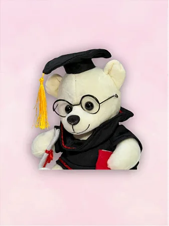 Urso de Pelúcia Formatura com Diploma 23cm | Presente de Conquista e Graduação