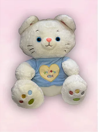 Urso de Pelúcia Grande Branco com Coração My Love 50cm | Presente Fofo e Infantil