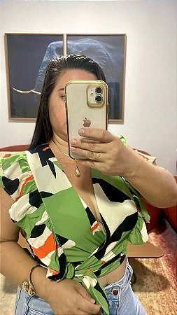 Cropped Babados Estampado