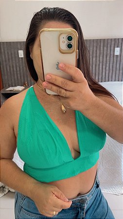 Cropped Sharlla Verde Água