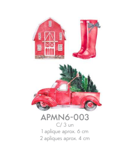 APLIQUE MDF - COLEÇÃO NATAL FARM - CARRO CASA E BOTAS