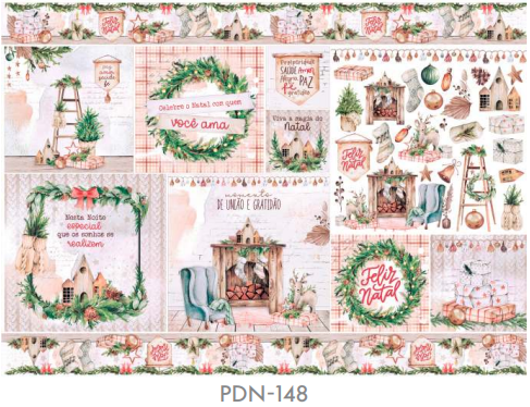 PAPEL PARA DECOUPAGE COLEÇÃO NATAL BOHO - PDN-148 - LITOARTE