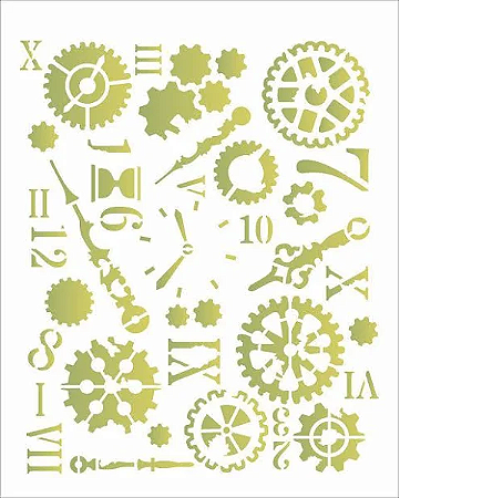 STENCIL STEAMPUNK ART ENGRENAGENS OPA 3115 - 20X25