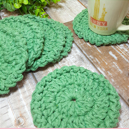 Descanso de Copos Crochê Kit com 4 Unid. Verde