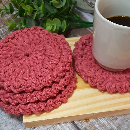 Descanso de Copos em Crochê- Kit com 4 Unid.