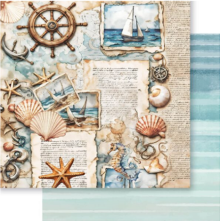 PAPEL SCRAPBOOK - SD-1333 - COLEÇÃO MAR DOCE LAR