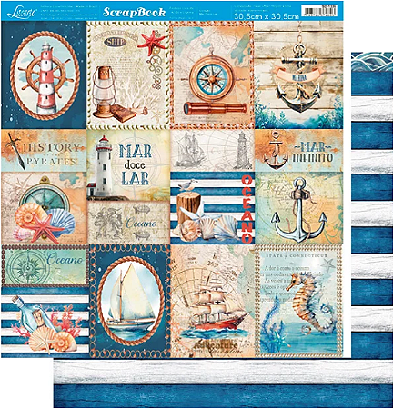 PAPEL SCRAPBOOK - SD-1336 - COLEÇÃO MAR DOCE LAR - LITOARTE