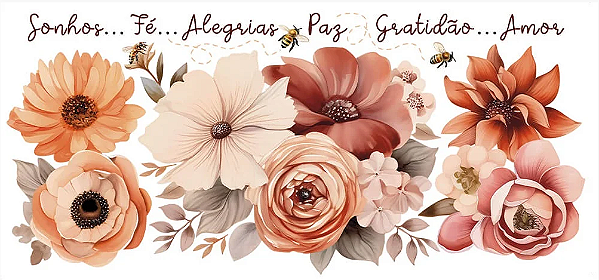 Transfer Têxtil TTB5L-003 -Flores Tons Terrosos