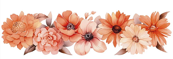 Transfer Têxtil TTB4L-003 Barrado - Floral Laranja