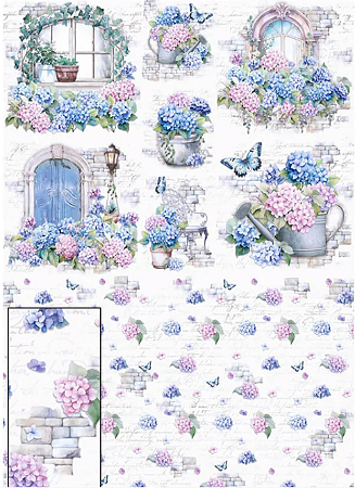 Papel de Seda PSL-042 - Flores Hortênsias