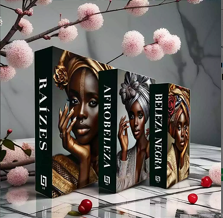 Caixas Decorativas Falso Livro AFRICANAS - kit com 3