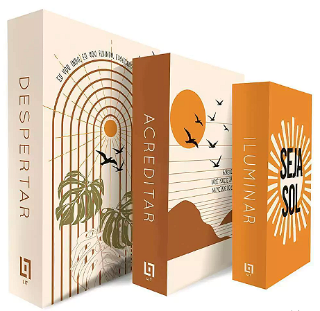 Caixa Decorativa Falso Livro BOHO - kit com 3