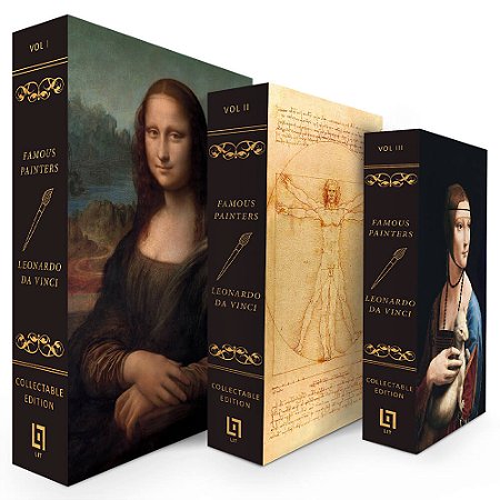 Caixa Decorativa Falso Livro DA VINCI - kit com 3