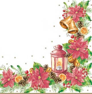 Guardanapo de Papel Watercolour Poinsettia Frame - G3N-019