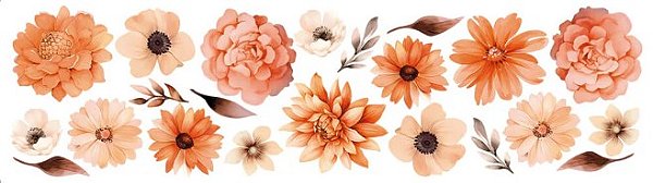 Transfer Têxtil TTB4L-011 - Mix Flores Bege - Litoarte.