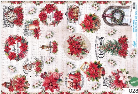 Papel de Seda PSLN-028 - Poinsetias - Natal