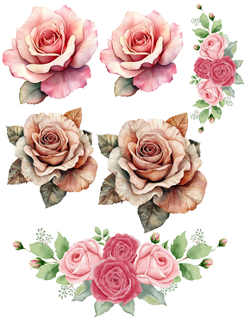 Hidro Transfer - Decalque - Rosas Grandes I
