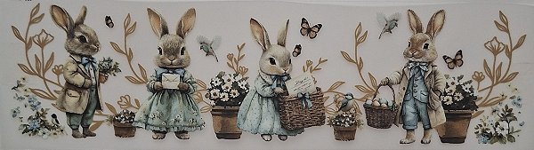 Transfer Têxtil TTBAP-007 - Barra Páscoa Coelhos Entregadores