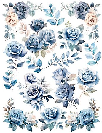 Transfer de Imagem TIM1-006 - Rosas Azuis