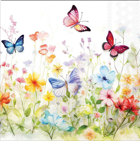 Guardanapo Papel Butterflies in Field