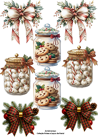 Hidro Transfer Decalques - Laços e Potes - Coleção Natal