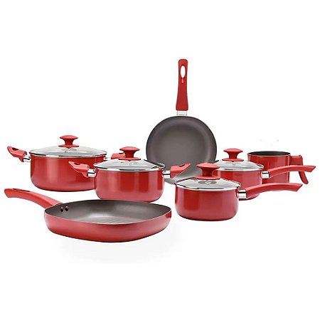 Jogo De Panelas 4812/101 7 Peças Brinox Ceramic Life Antares - Vermelho