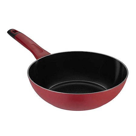 Panela Wok Antiaderente Em Alumínio Forjado 28cm Everyday Oxford - Vermelho