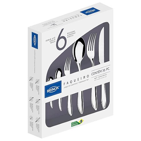 Faqueiro Brinox Lyon 36 Peças - Aço Inox