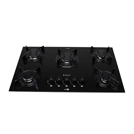 Cooktop Agile Up Atlas 5 Bocas com Mesa de Vidro Preto Bivolt