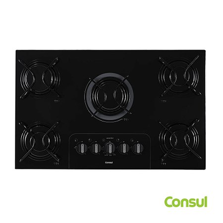 Cooktop a Gás de 05 Bocas Consul com Acendimento Super Automático Preto - CD075AE