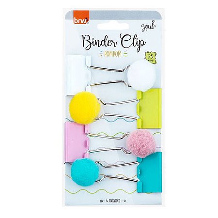 Binder Clip Com PomPom Brw