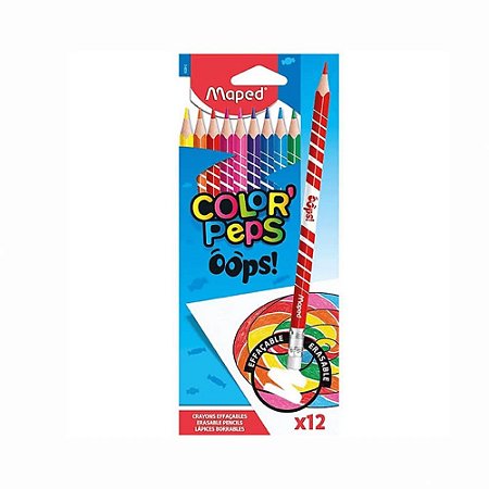 Lápis De Cor Color Peps Oops Apagável 12 Cores Maped