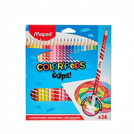 Lápis De Cor Color Peps Oops Apagável 24 Cores Maped