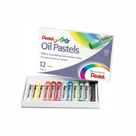 Giz Pastel Óleo Estojo 12 Cores Pentel