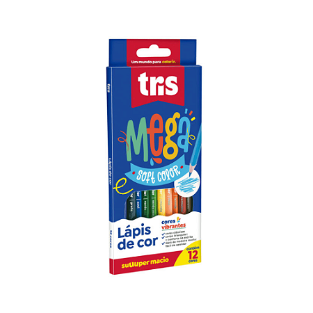 Lápis De Cor Mega Soft Color 12 Cores Tris