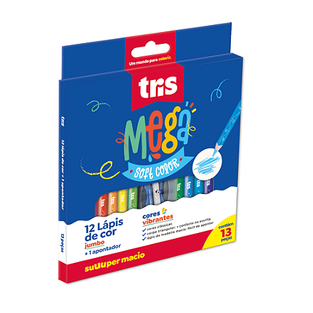 Lápis De Cor Mega Soft Color Jumbo 12 Cores Tris