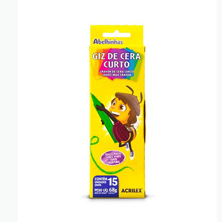 Giz de Cera Curto 15 Cores Acrilex
