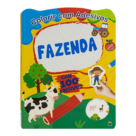 Livro de Colorir Com Adesivos Fazenda Todo Livro