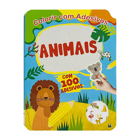Livro de Colorir Com Adesivos Animais Todo Livro