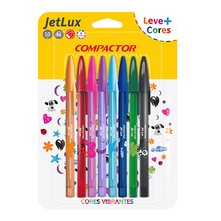 Kit Caneta Esferografica Jetlux 8 Cores Compactor