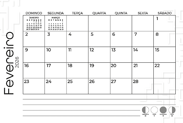 Calendário e Planner de Parede 2026 A4 Dessin