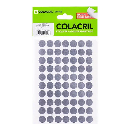 Etiqueta Redonda Prata 13mm Colacril