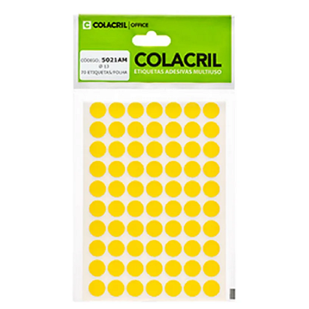 Etiqueta Redonda Amarela 13mm Colacril